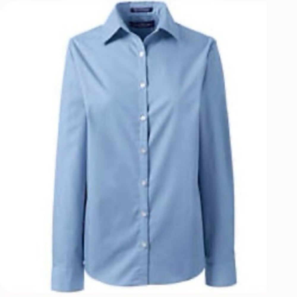Lands' End Blue Casual Button Down Shirt